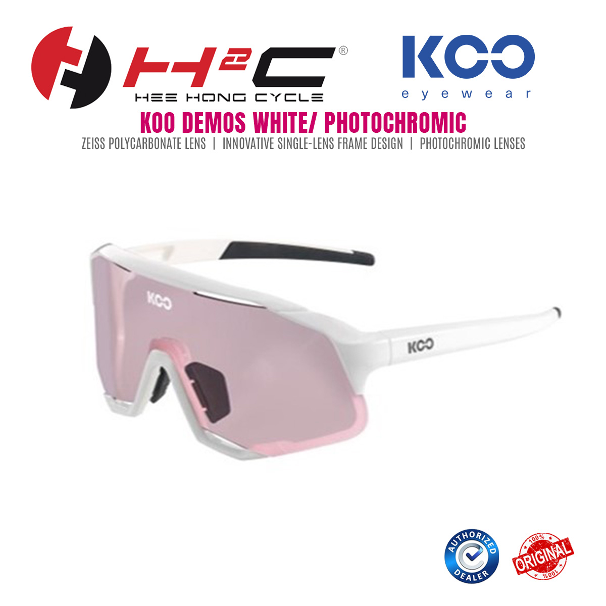 KOO DEMOS WHITE PHOTOCHROMIC Cycling Sunglasses